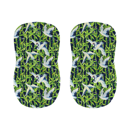 Watercolor Crane Bird Pattern Print Bar Stool Covers