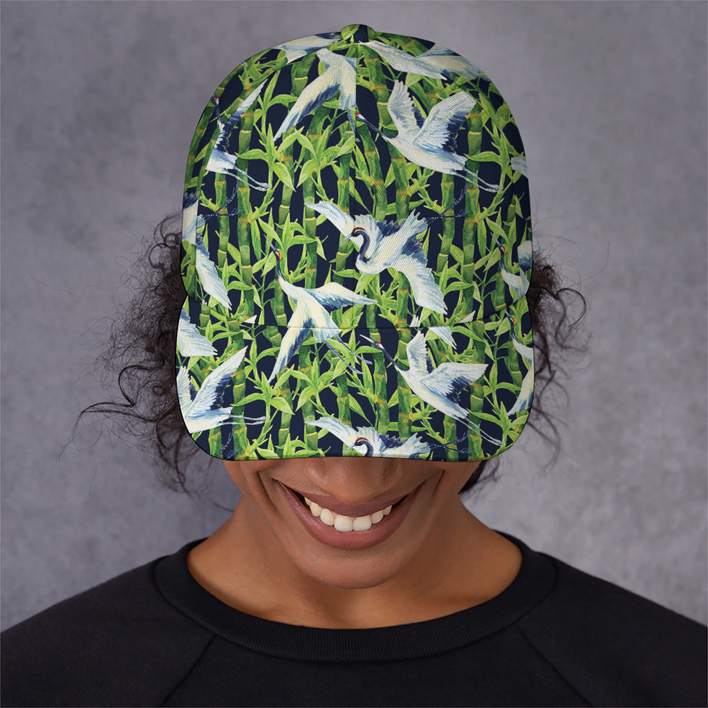 Watercolor Crane Bird Pattern Print Baseball Cap