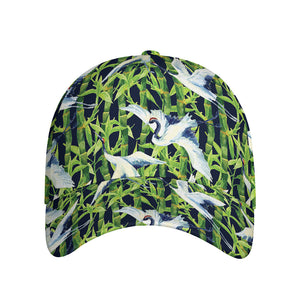 Watercolor Crane Bird Pattern Print Baseball Cap