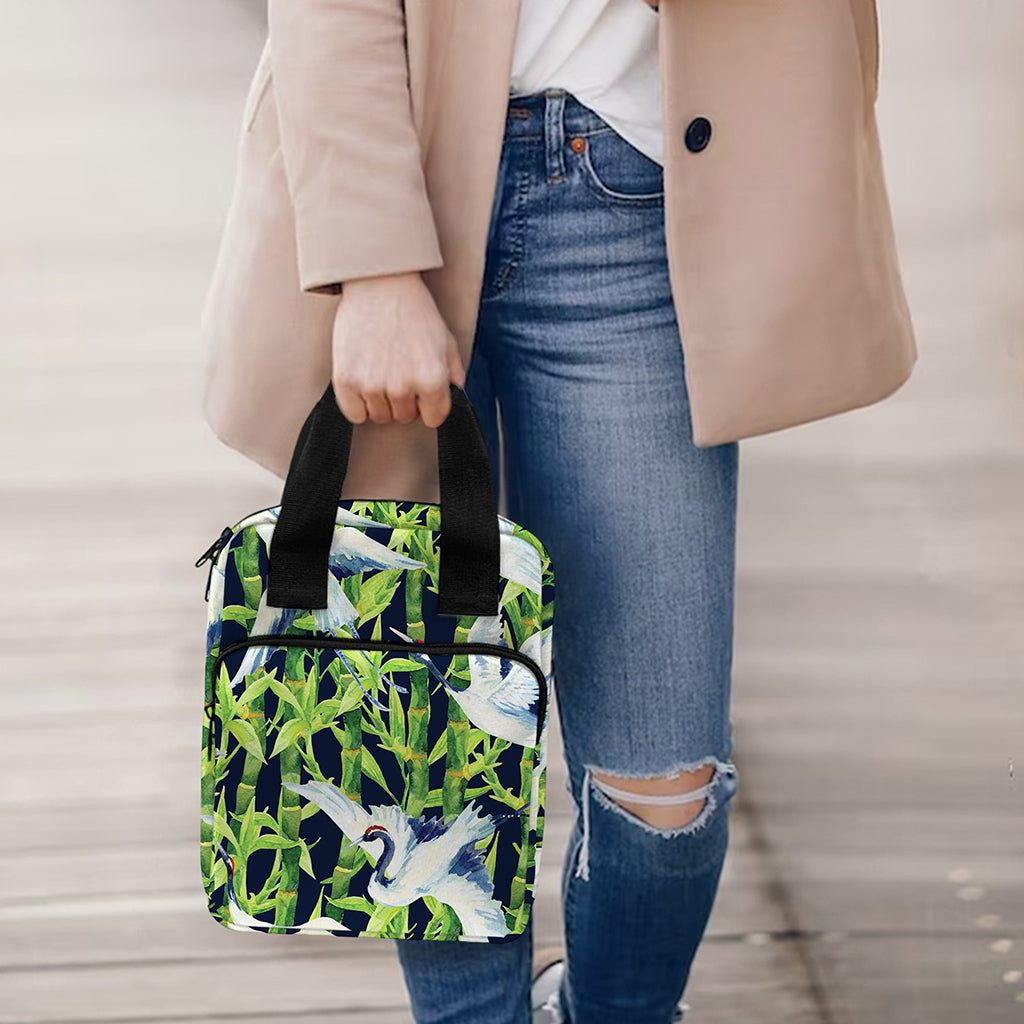 Watercolor Crane Bird Pattern Print Bible Tote Bag