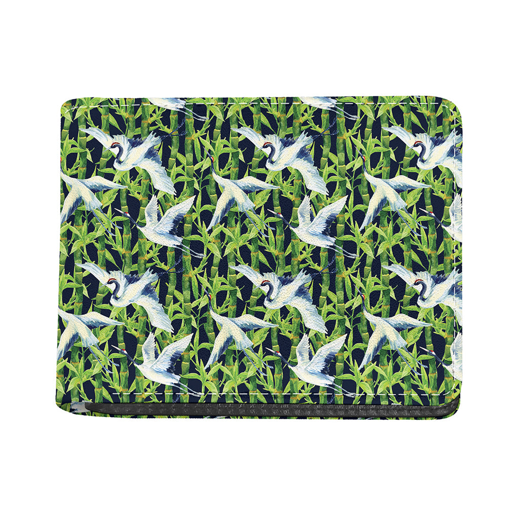 Watercolor Crane Bird Pattern Print Bifold Wallet