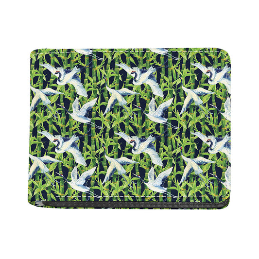 Watercolor Crane Bird Pattern Print Bifold Wallet