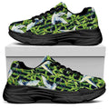 Watercolor Crane Bird Pattern Print Black Chunky Shoes