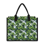 Watercolor Crane Bird Pattern Print Canvas Tote Bag