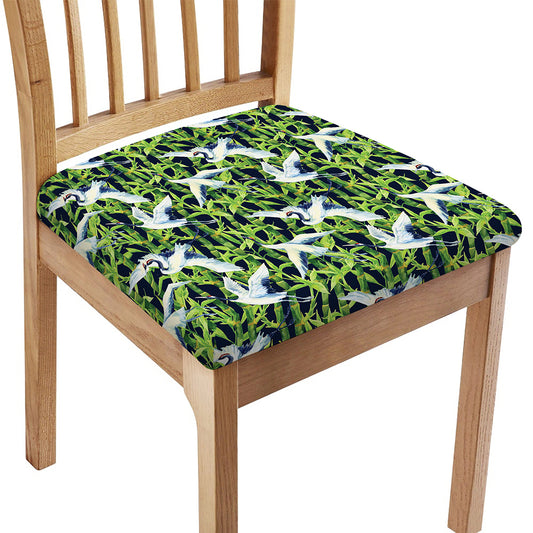 Watercolor Crane Bird Pattern Print Chair Cushion Cover