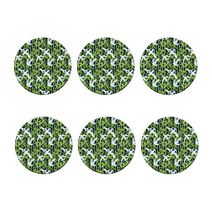 Watercolor Crane Bird Pattern Print Coaster Set