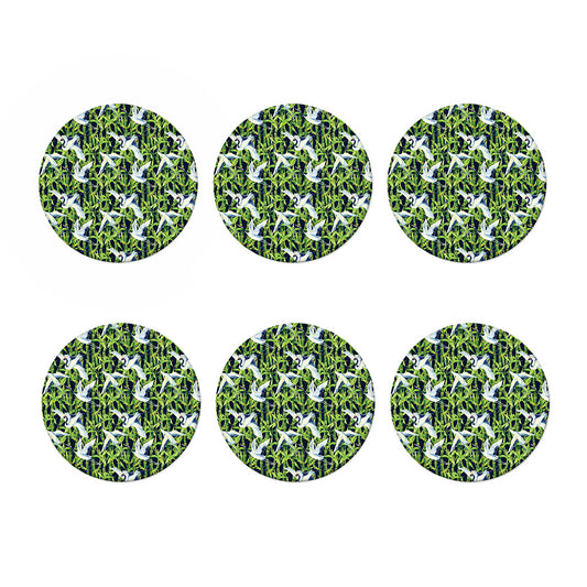 Watercolor Crane Bird Pattern Print Coaster Set