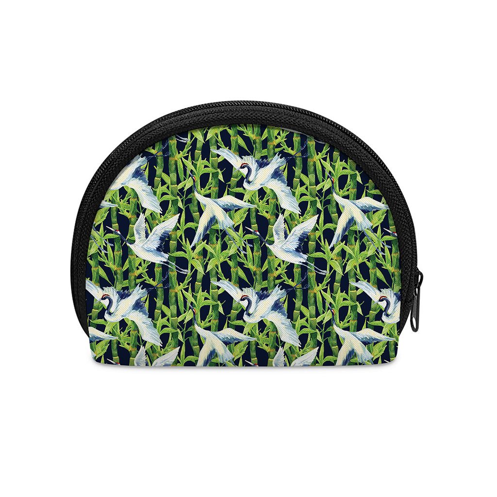 Watercolor Crane Bird Pattern Print Coin Purse