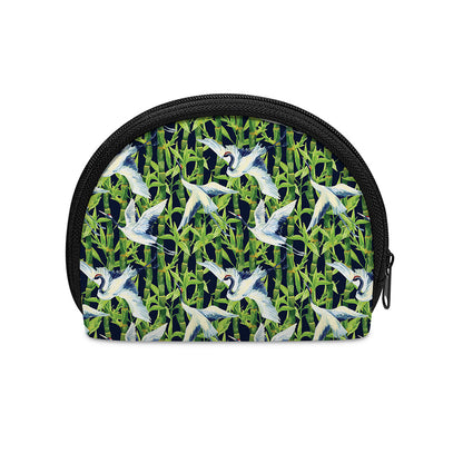 Watercolor Crane Bird Pattern Print Coin Purse