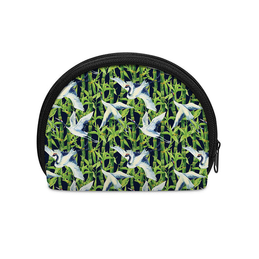 Watercolor Crane Bird Pattern Print Coin Purse