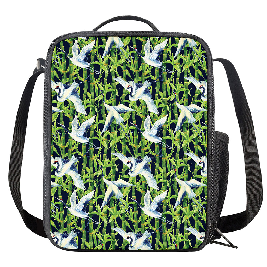 Watercolor Crane Bird Pattern Print Crossbody Lunch Bag