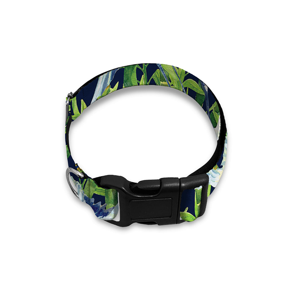 Watercolor Crane Bird Pattern Print Dog Collar