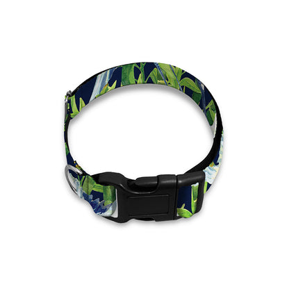 Watercolor Crane Bird Pattern Print Dog Collar