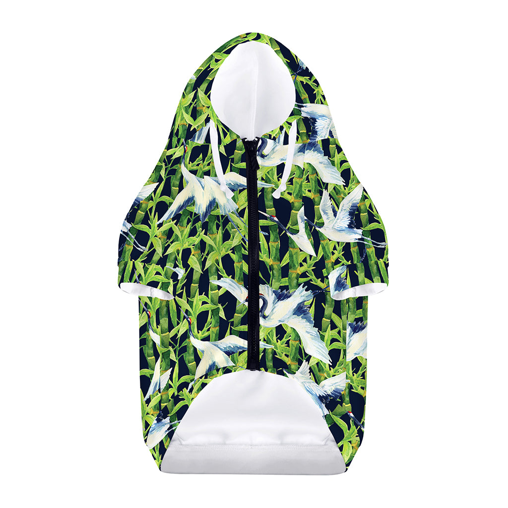 Watercolor Crane Bird Pattern Print Dog Zip Up Hoodie