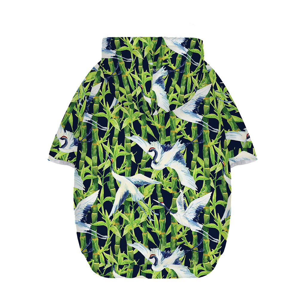 Watercolor Crane Bird Pattern Print Dog Zip Up Hoodie