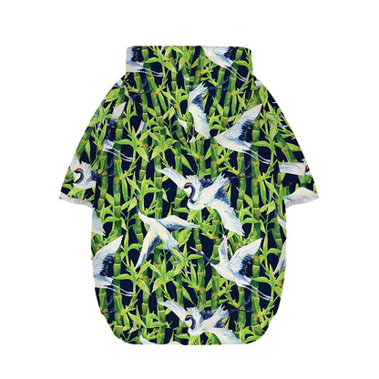 Watercolor Crane Bird Pattern Print Dog Zip Up Hoodie