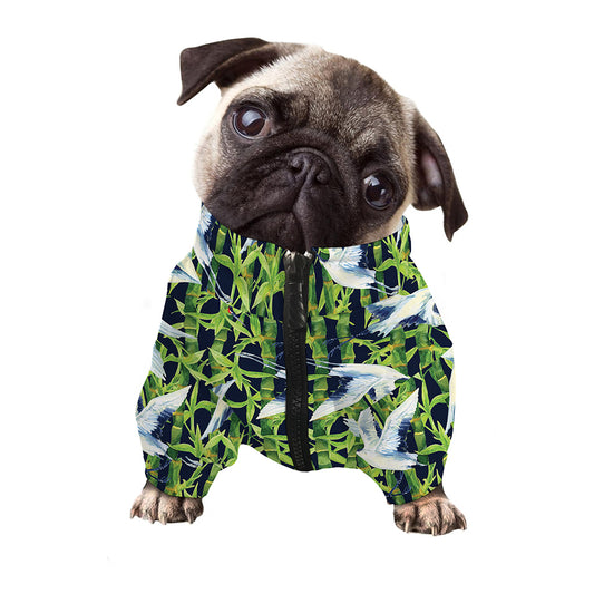 Watercolor Crane Bird Pattern Print Dog Zip Up Jacket