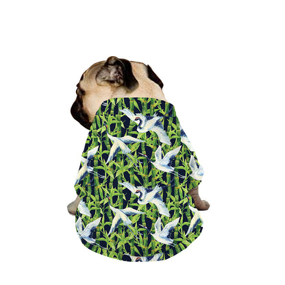 Watercolor Crane Bird Pattern Print Dog Zip Up Jacket