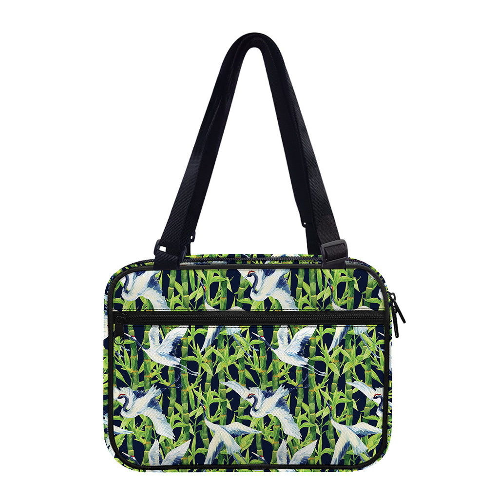 Watercolor Crane Bird Pattern Print Double Strap Bible Bag