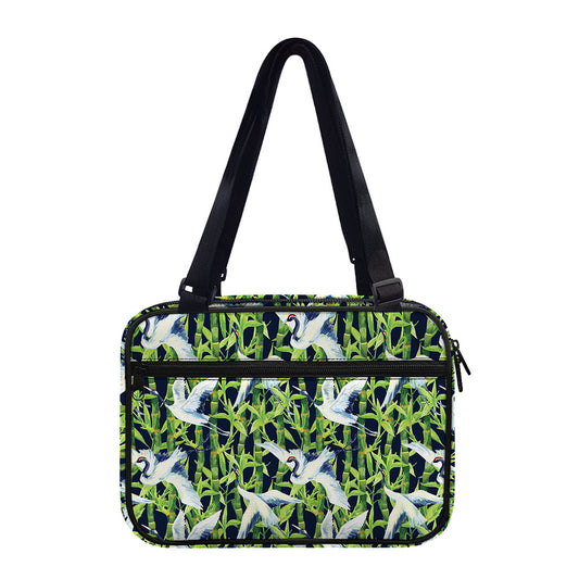 Watercolor Crane Bird Pattern Print Double Strap Bible Bag