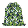 Watercolor Crane Bird Pattern Print Drawstring Bag