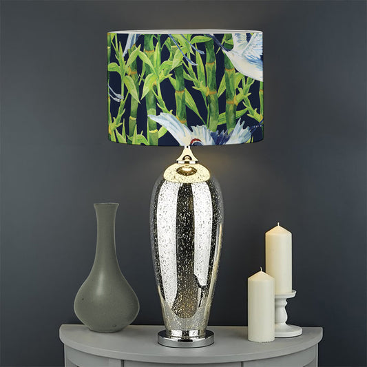 Watercolor Crane Bird Pattern Print Drum Lamp Shade