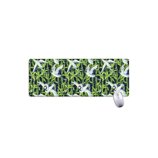 Watercolor Crane Bird Pattern Print Extended Mouse Pad