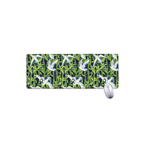 Watercolor Crane Bird Pattern Print Extended Mouse Pad