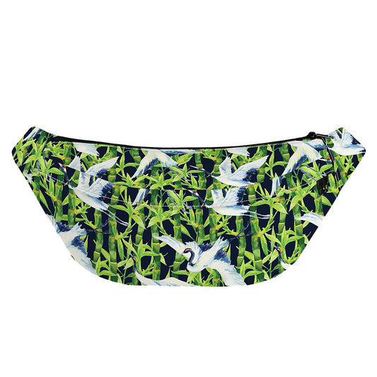 Watercolor Crane Bird Pattern Print Fanny Pack