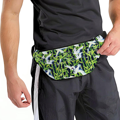 Watercolor Crane Bird Pattern Print Fanny Pack