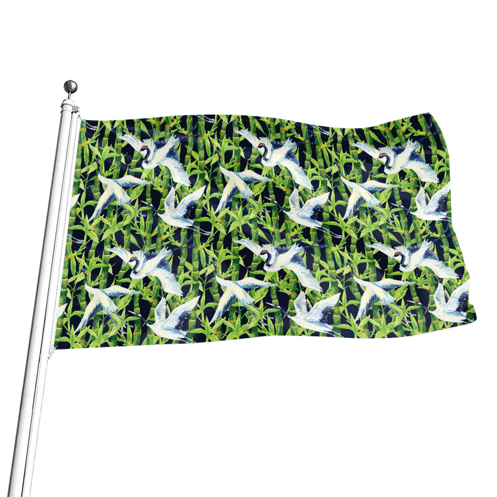 Watercolor Crane Bird Pattern Print Flag