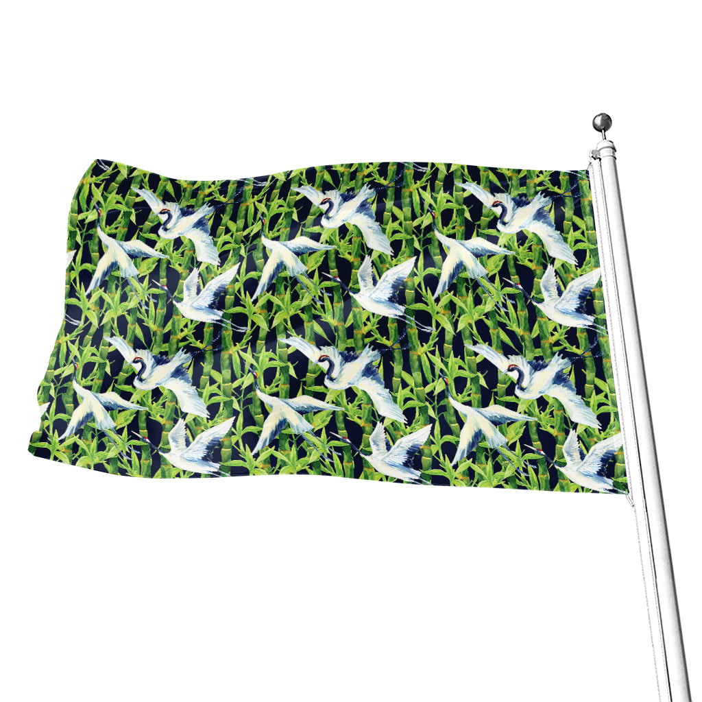 Watercolor Crane Bird Pattern Print Flag