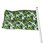 Watercolor Crane Bird Pattern Print Flag