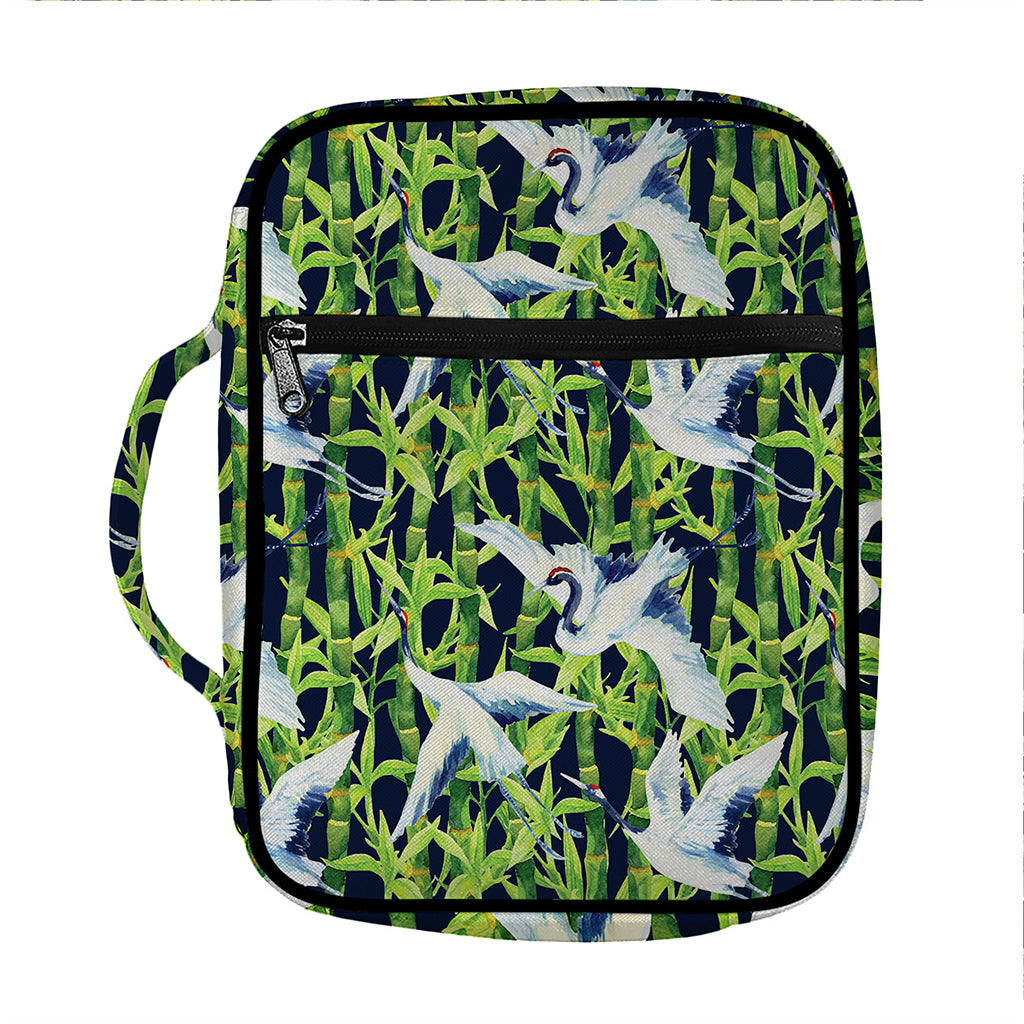 Watercolor Crane Bird Pattern Print Front Pocket Bible Bag