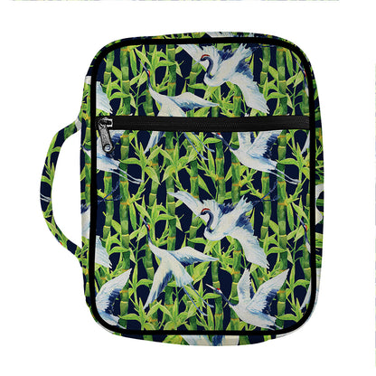Watercolor Crane Bird Pattern Print Front Pocket Bible Bag