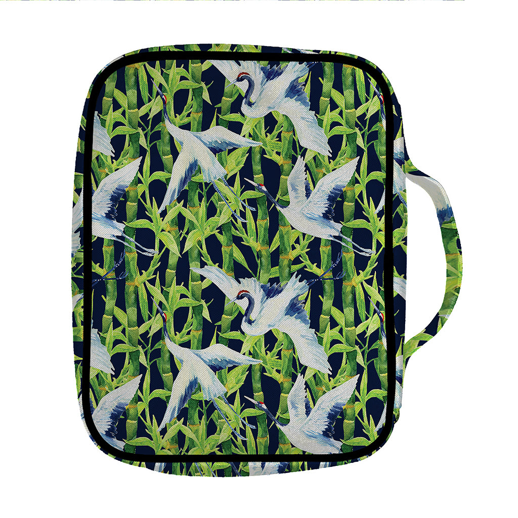 Watercolor Crane Bird Pattern Print Front Pocket Bible Bag