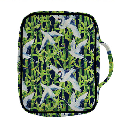 Watercolor Crane Bird Pattern Print Front Pocket Bible Bag