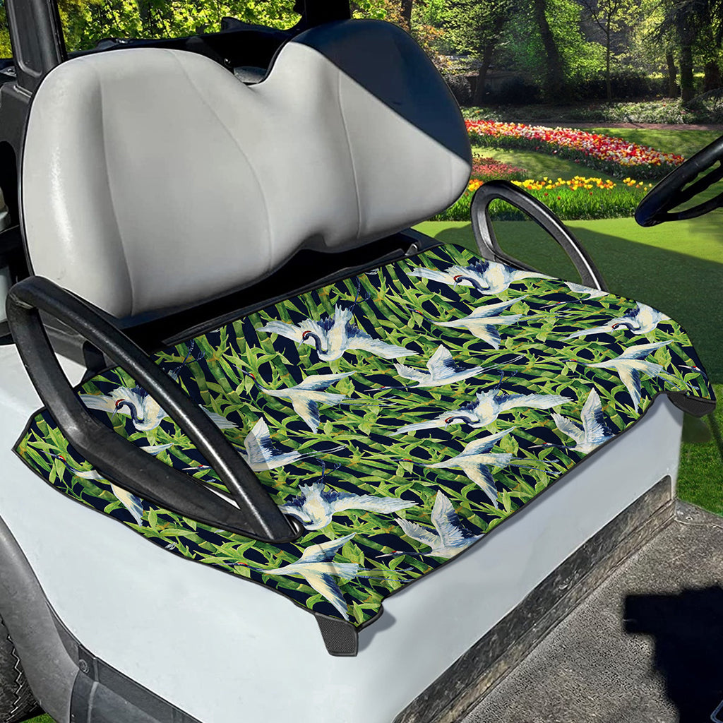 Watercolor Crane Bird Pattern Print Golf Cart Seat Cover