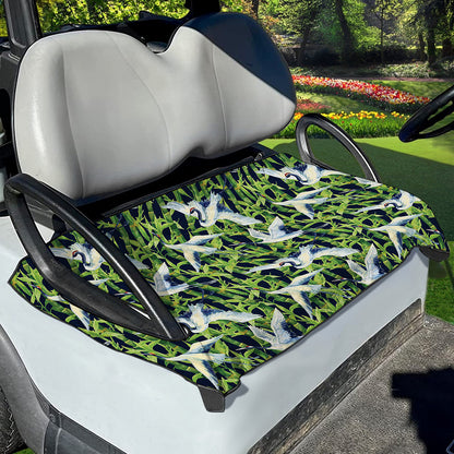 Watercolor Crane Bird Pattern Print Golf Cart Seat Cover