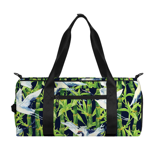 Watercolor Crane Bird Pattern Print Gym Bag