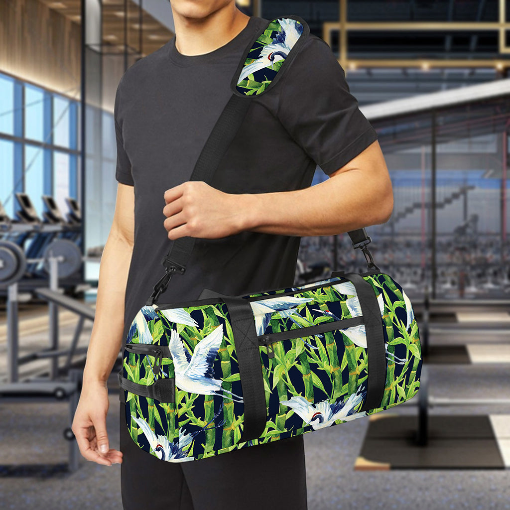 Watercolor Crane Bird Pattern Print Gym Bag