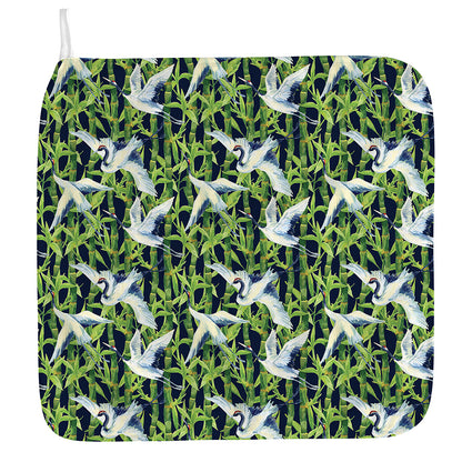 Watercolor Crane Bird Pattern Print Hand Towel
