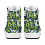 Watercolor Crane Bird Pattern Print High Top Leather Sneakers