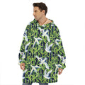 Watercolor Crane Bird Pattern Print Hoodie Blanket