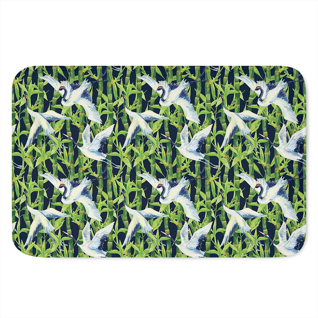 Watercolor Crane Bird Pattern Print Indoor Door Mat