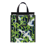 Watercolor Crane Bird Pattern Print Insulated Lunch Tote