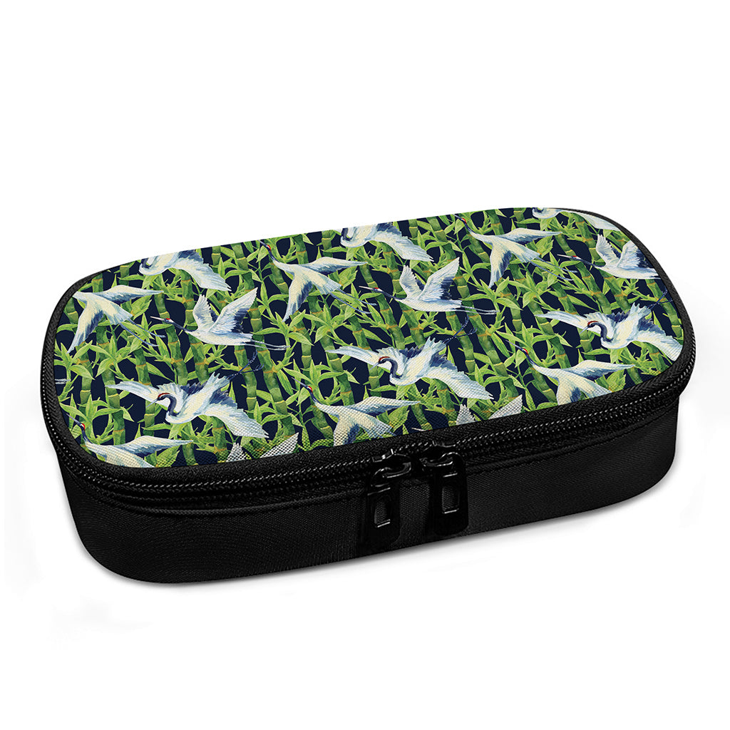 Watercolor Crane Bird Pattern Print Insulin Cooler Travel Case