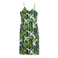 Watercolor Crane Bird Pattern Print Jersey Midi Cami Dress