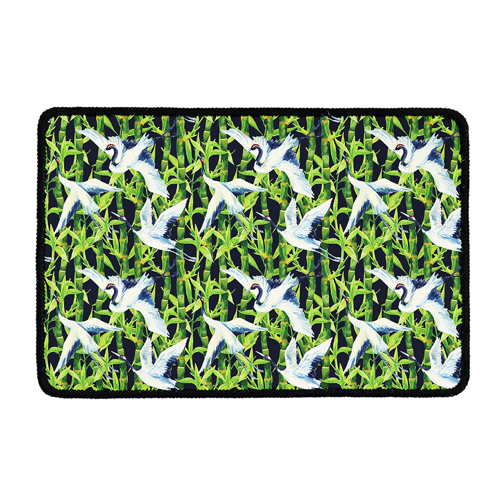 Watercolor Crane Bird Pattern Print Kitchen Mat