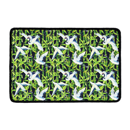 Watercolor Crane Bird Pattern Print Kitchen Mat